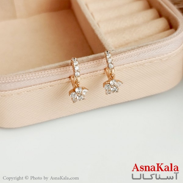 گوشواره حلقه ای ژوپینگ زنانه طلایی نگیندار کد GSH15441W
