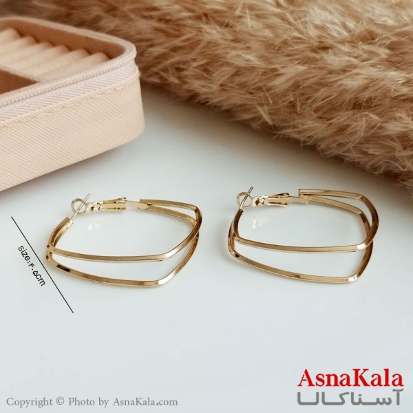 گوشواره آویز زنانه استیل مدل دولوز سه بعدی طلایی کد GSH15460W