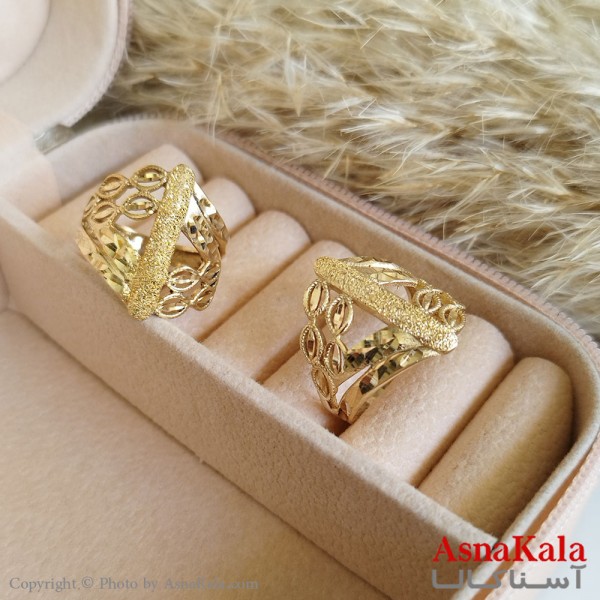 انگشتر طلاروس زنانه مدل تراشدار جدید رنگ ثابت مادام العمر  کد ANG19269W