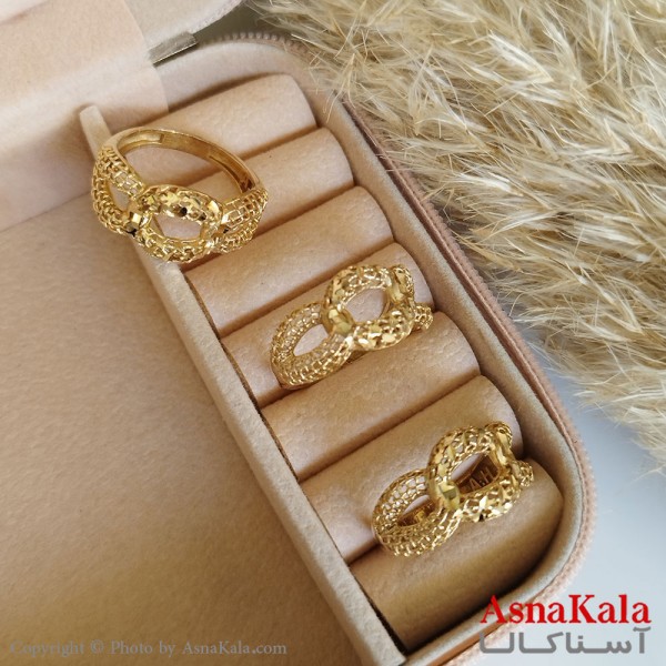 انگشتر طلاروس زنانه مدل کارتیر تراشدار رنگ ثابت مادام العمر  کد ANG19270W