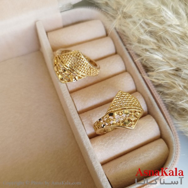 انگشتر طلاروس زنانه مدل حصیری و تراشدار رنگ ثابت مادام العمر کد ANG19271W