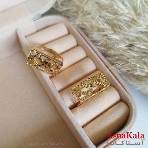 انگشتر طلاروس زنانه مدل تراشدار شیک  رنگ ثابت مادام العمر کد ANG19275W