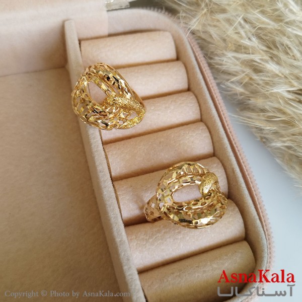 انگشتر طلاروس زنانه مدل دایره تراشدار رنگ ثابت مادام العمر کد ANG19280W
