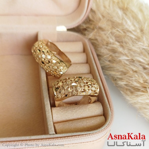 انگشتر طلاروس زنانه مدل خطی تراشدار رنگ ثابت مادام العمر کد ANG19282W