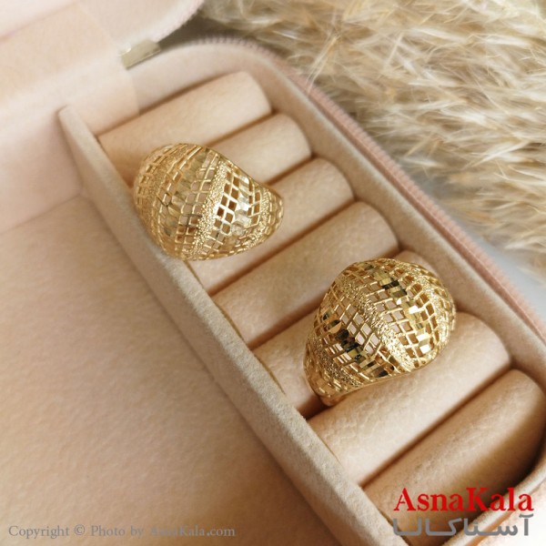 انگشتر طلاروس زنانه مدل  دامله حصیری تراشدار رنگ ثابت مادام العمر کد ANG19285W