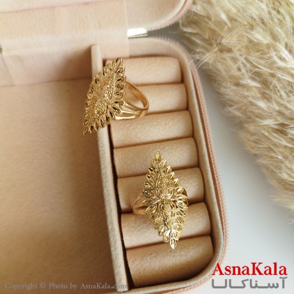 انگشتر طلاروس زنانه مدل حصیری خاص تراشدار رنگ ثابت مادام العمر کد ANG19289W