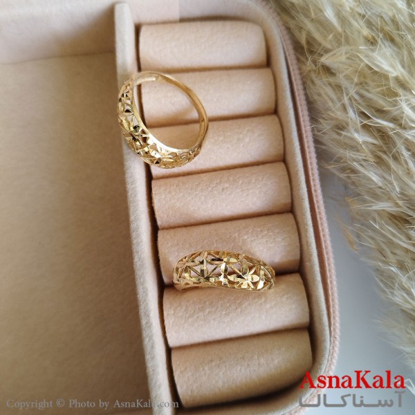 انگشتر طلاروس زنانه مدل تراشدار باریک رنگ ثابت مادام العمر کد ANG19291W