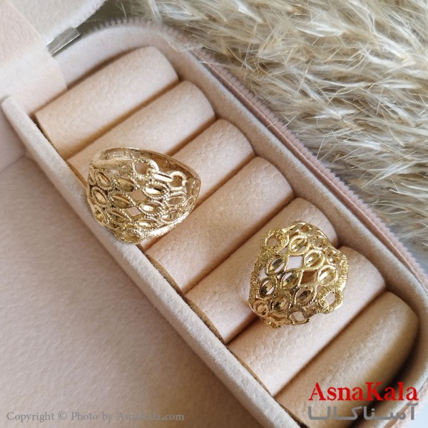 انگشتر طلاروس زنانه مدل تراشدار رنگ ثابت مادام العمر کد ANG19293W