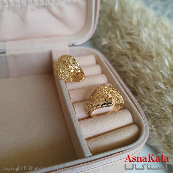 انگشتر طلاروس زنانه مدل تراشدار رنگ ثابت مادام العمر کد ANG19294W