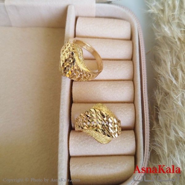 انگشتر طلاروس زنانه مدل تراشدار رنگ ثابت مادام العمر کد ANG19295W