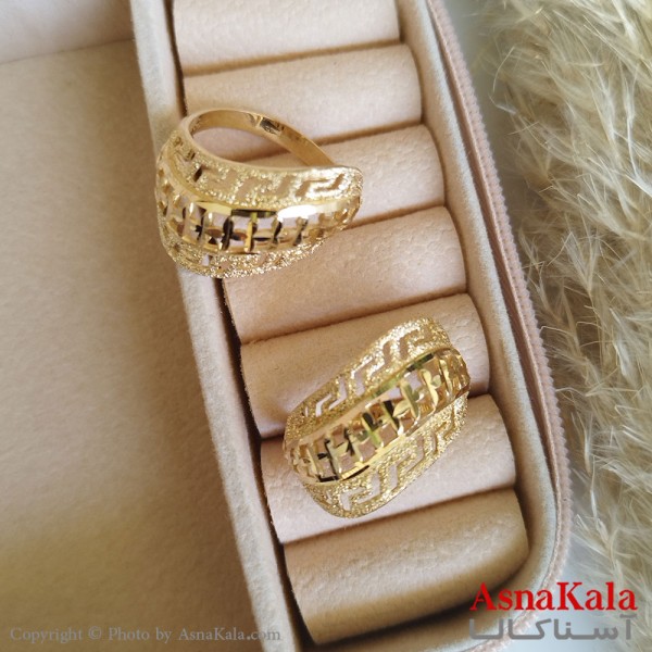 انگشتر طلاروس زنانه مدل تراشدار رنگ ثابت مادام العمر کد ANG19296W