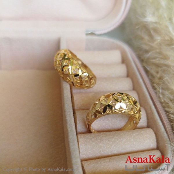 انگشتر طلاروس زنانه مدل تراشدار رنگ ثابت مادام العمر کد ANG19300W