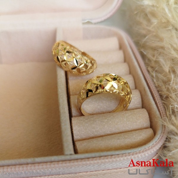 انگشتر طلاروس زنانه مدل تراشدار رنگ ثابت مادام العمر کد ANG19302W