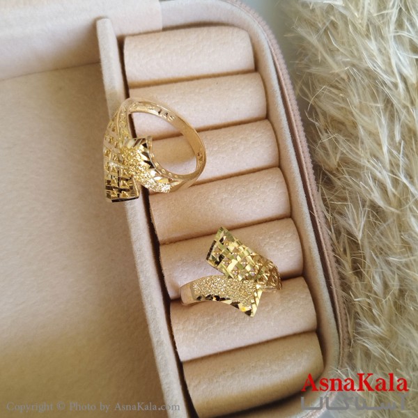 انگشتر طلاروس زنانه مدل تراشدار رنگ ثابت مادام العمر کد ANG19304W