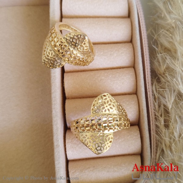 انگشتر طلاروس زنانه مدل تراشدار رنگ ثابت مادام العمر کد ANG19308W