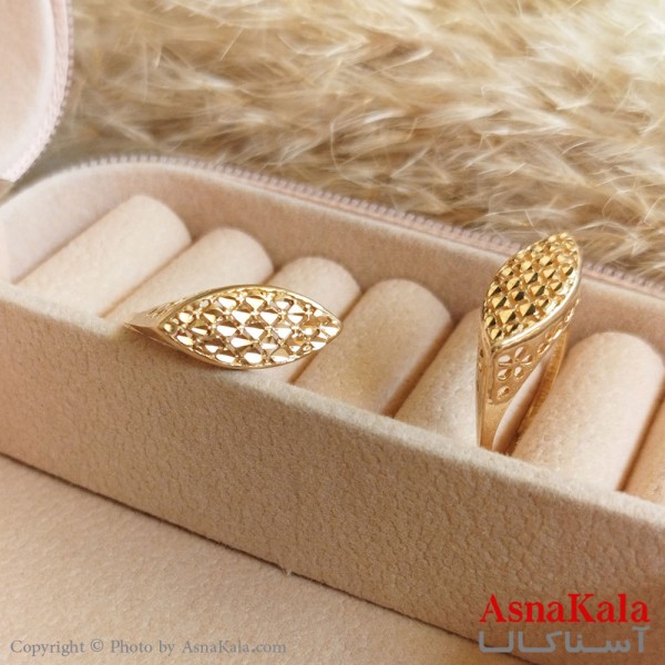 انگشتر طلاروس زنانه مدل تراشدار رنگ ثابت مادام العمر کد ANG19311W