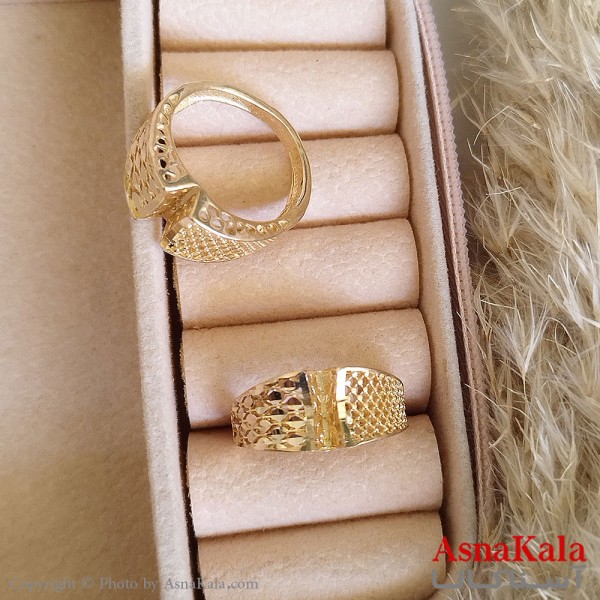 انگشتر طلاروس زنانه مدل تراشدار رنگ ثابت مادام العمر کد ANG19312W