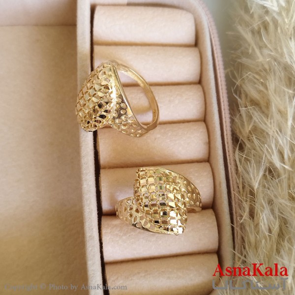 انگشتر طلاروس زنانه مدل تراشدار رنگ ثابت مادام العمر کد ANG19314W