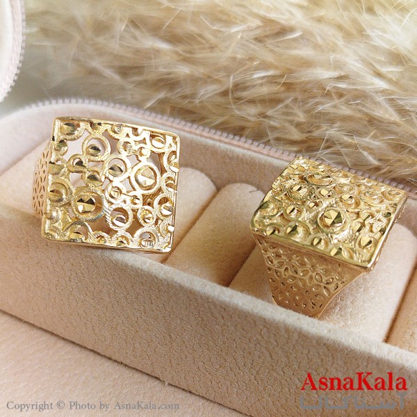 انگشتر طلاروس زنانه مدل تراشدار رنگ ثابت مادام العمر کد ANG19315W