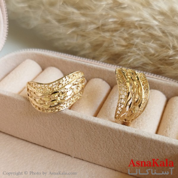 انگشتر طلاروس زنانه مدل تراشدار رنگ ثابت مادام العمر کد ANG19316W