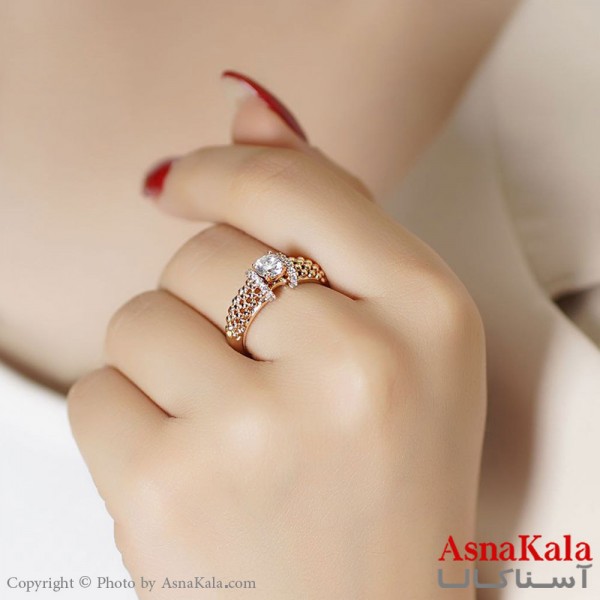 انگشتر زنانه ژوپینگ اصلی با آبکاری طلا مدل تک نگین کد ANG19320W