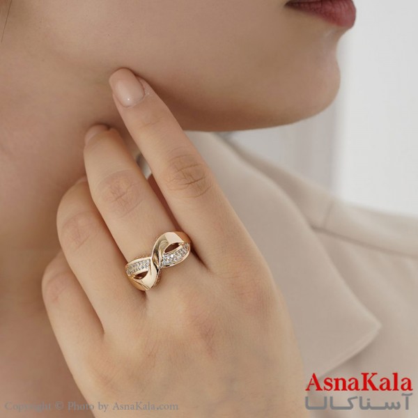 انگشتر زنانه ژوپینگ اصلی با آبکاری طلا مدل بینهایت نگیندار کد ANG19323W