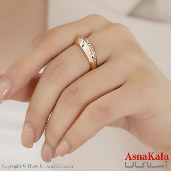 انگشتر زنانه ژوپینگ اصلی با آبکاری طلا مدل حلقه ازدواج کد ANG19326W