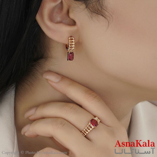 نیم ست زنانه ژوپینگ مدل نگیندار قرمز طرح طلا کد NIM14459W