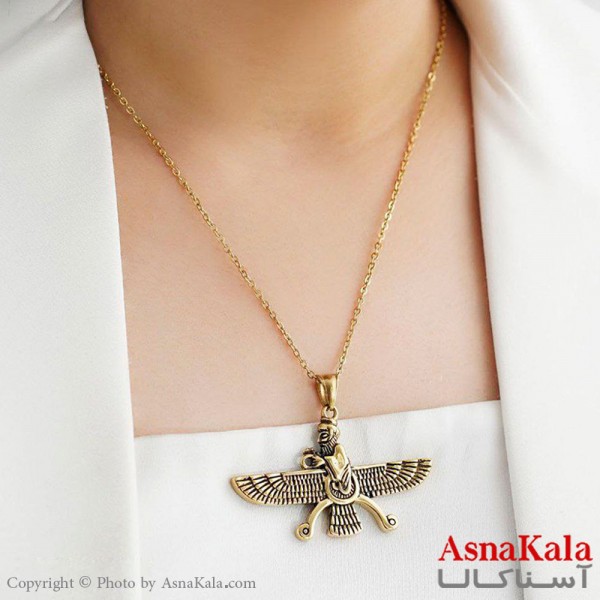 گردنبند فروهر استیل طلایی پندارنیک،گفتارنیک،کردارنیک کد GNB16637W