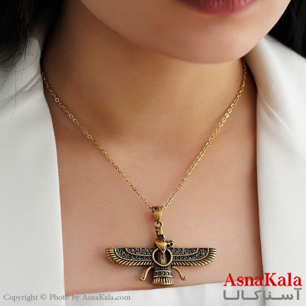 گردنبند فروهر استیل طلایی پندارنیک،گفتارنیک،کردارنیک کد GNB16638W