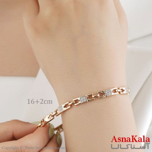 دستبند ژوپینگ اورجینال طلایی زنانه نگیندار کد DSB18446W