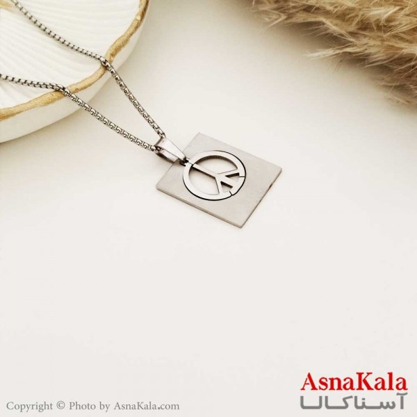 گردنبند مردانه دو تیکه رپ جدید استیل نقره ای کد GNB16654W