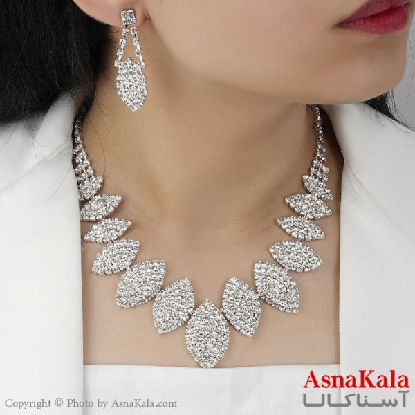 سرویس جواهری زنانه طرح مجلسی آبکاری نقره کد NIM14464W