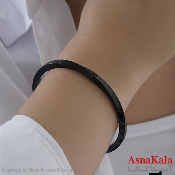 بنگل پیچ خارجی استیل مشکی با اعداد رومی مشکی کد DSB18453w