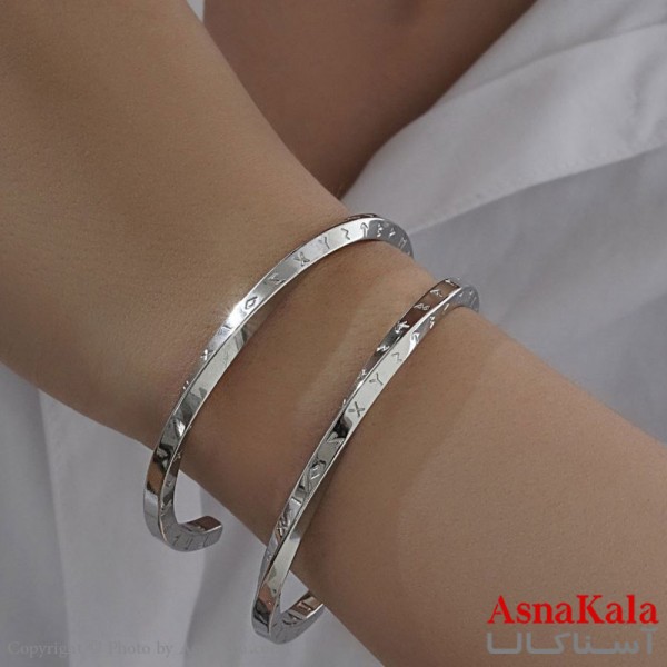 بنگل پیچ خارجی پینترستی  مردانه استیل نقره ای با اعداد رومی کد DSB18454w