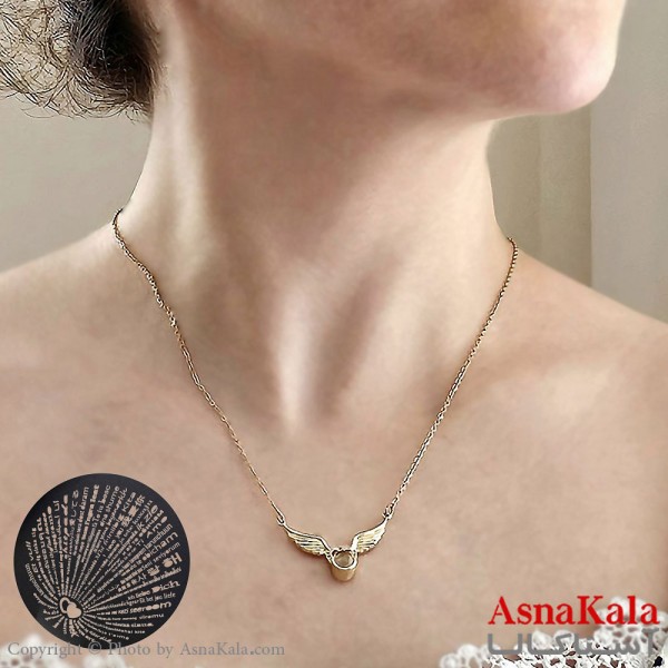 گردنبند تلسکوپی دوستت دارم به صد زبان دنیا طرح بال طلایی کد GNB16672W
