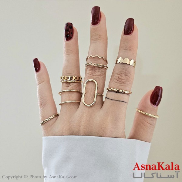 انگشتر ترند پکی 10عددی زنانه استیل فری سایز طلایی کد ANG19337W