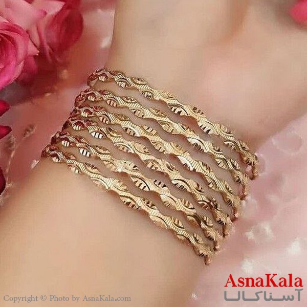 النگو طلاروس 3میل زنانه خارجی برند NG طلایی  طرح موجدار با کارت گارانتی کد DSB18471w