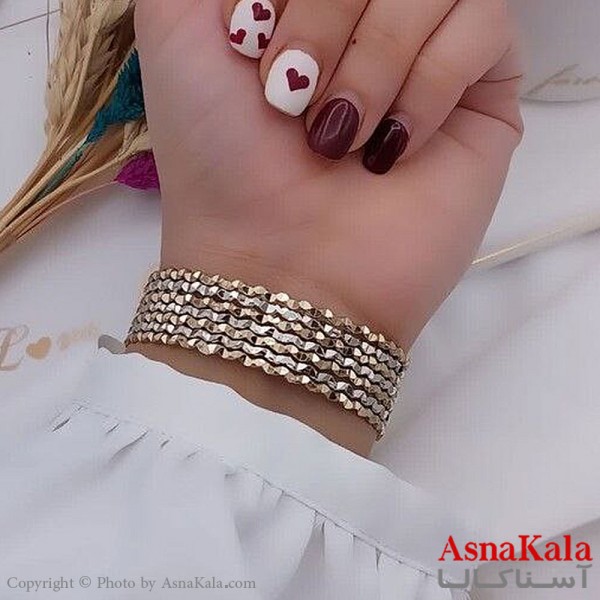 النگو طلاروس 3میل دورنگ  زنانه خارجی برند NG طلایی هفت و هشت با کارت گارانتی کد DSB18473w