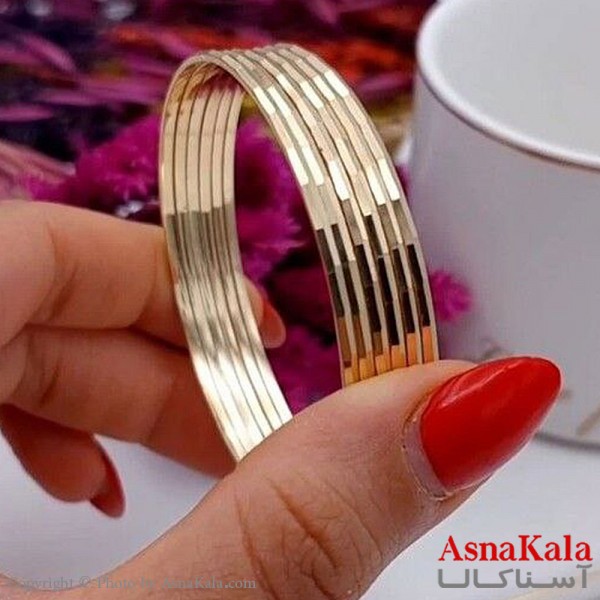 النگو طلاروس 2میل زنانه خارجی برند NG طلایی آینه ای تراشدار با کارت گارانتی کد DSB18474w