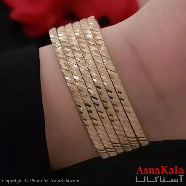 النگو طلاروس 3میل زنانه خارجی برند NG طلایی با کارت گارانتی  مورب جدید کد DSB18478w