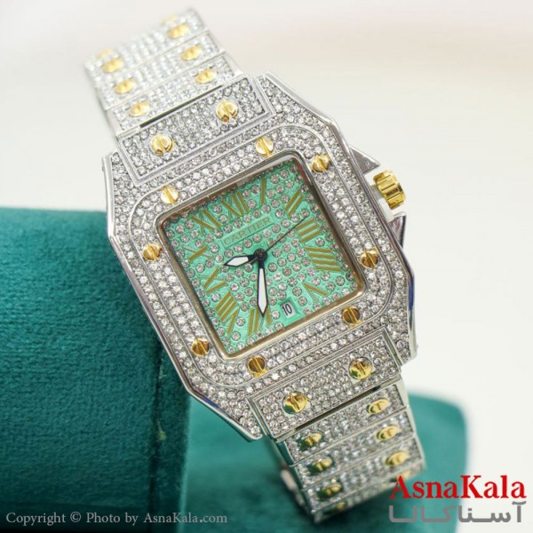 ساعت کارتیر زنانه فول نگین صفحه مربع کیفیت عالی و ضدآب کد WTCH11127W