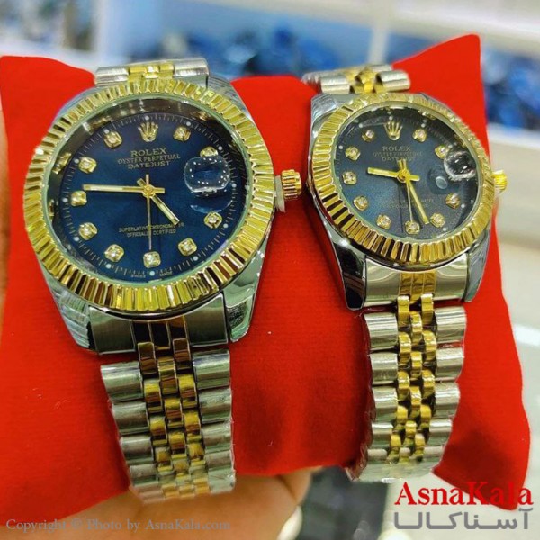 ساعت ست زنانه و مردانه رولکس شرکتی موتورکوارتز دورنگ رنگ ثابت وضدآب  کد WTCH11149W