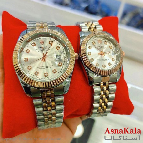 ساعت ست زنانه و مردانه رولکس شرکتی موتورکوارتز دورنگ رنگ ثابت وضدآب  کد WTCH11150W
