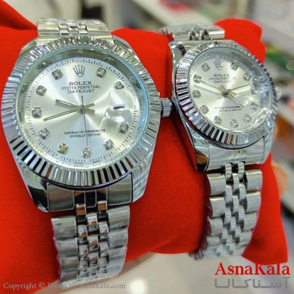 ساعت ست زنانه و مردانه رولکس شرکتی موتورکوارتز نقره ای رنگ ثابت وضدآب کد WTCH11159W