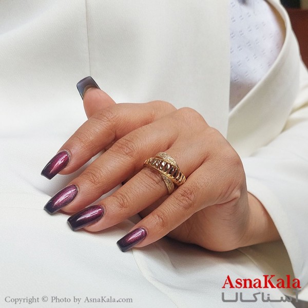 انگشتر طلاروس زنانه مدل تراشدار رنگ ثابت مادام العمر کد ANG19345W