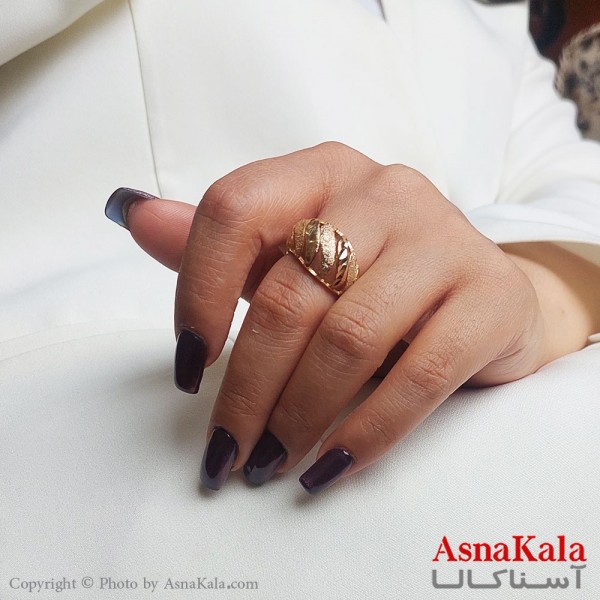 انگشتر طلاروس زنانه مدل تراشدار رنگ ثابت مادام العمر کد ANG19346W