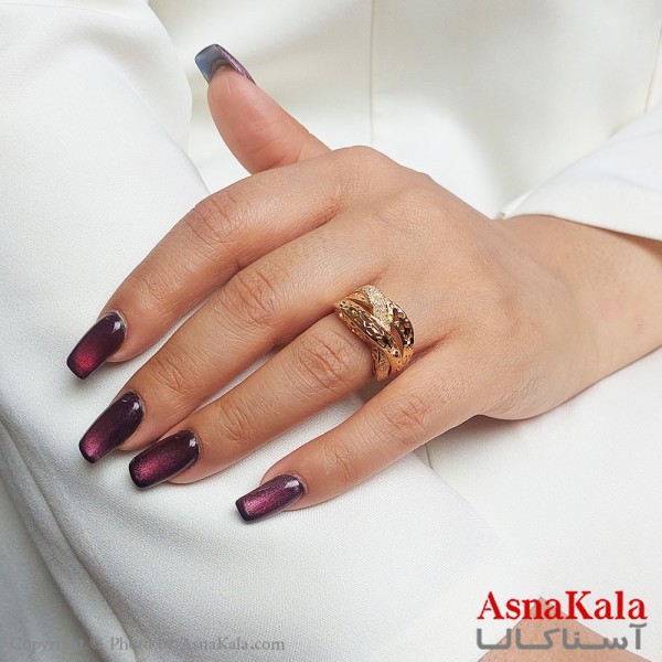 انگشتر طلاروس زنانه مدل تراشدار رنگ ثابت مادام العمر کد ANG19347W