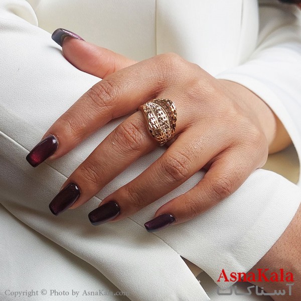 انگشتر طلاروس زنانه مدل تراشدار رنگ ثابت مادام العمر کد ANG19349W