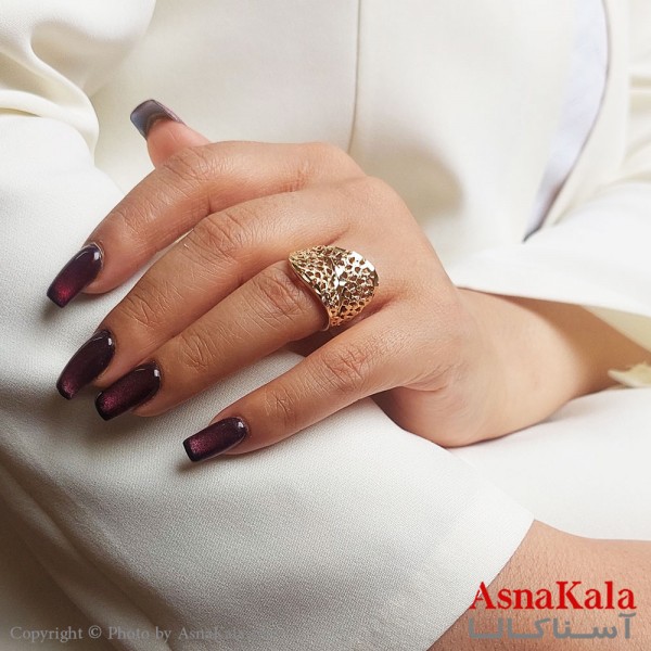 انگشتر طلاروس زنانه مدل تراشدار رنگ ثابت مادام العمر کد ANG19353W